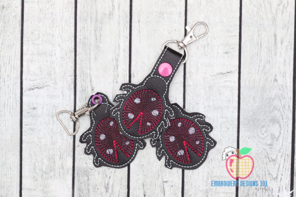 A Cute Ladybug in the Hoop Keyfob